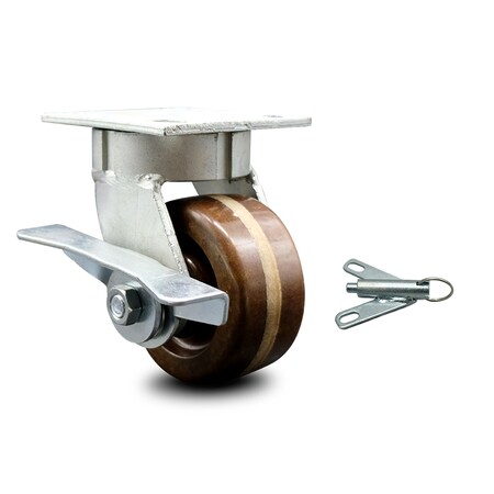 Service Caster 4 Inch Kingpinless High Temp Phenolic Wheel Caster with Brake and Swivel Lock SCC-KP30S420-PHRHT-SLB-BSL